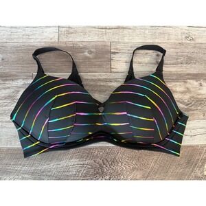 Torrid Bra 40D Black Rainbow Stripe Push Up Plunge Wireless Sexy Feminine